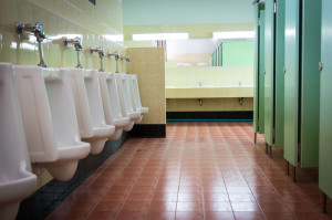 44753558 - row white urinals in men's bathroom toilet